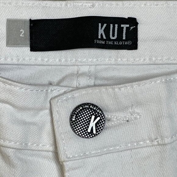 KUT FROM THE KLOTH Amy Crop Straight Leg Jeans in Optic White - Size 2 - Picture 7 of 8